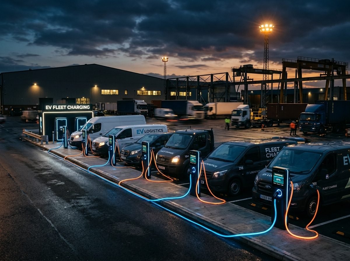 EV charging station at night